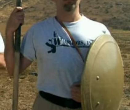 Soldier with a sling-held shield